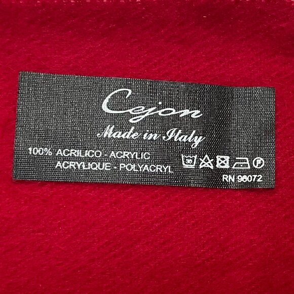 Red Cashmere Cejon Fringe Scarf - Picture 4 of 5